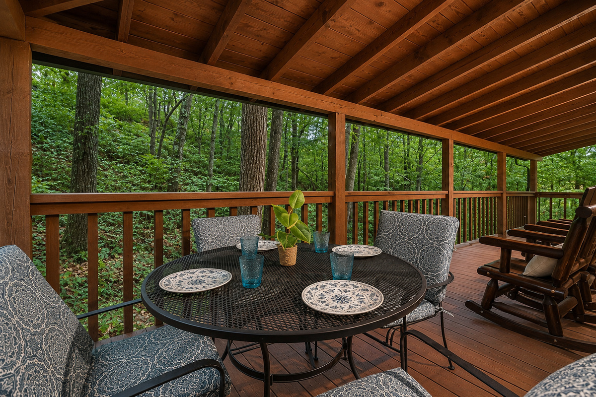 Outdoor Dining Area by the Creek