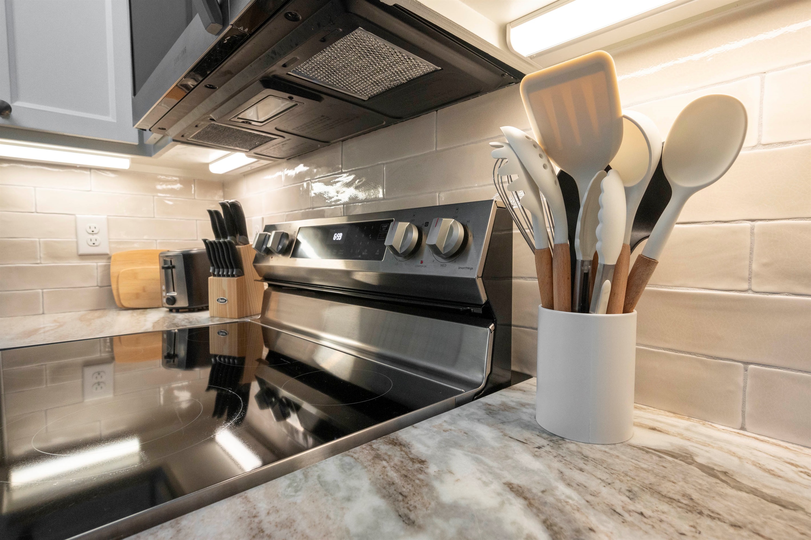 Contemporary kitchen featuring sleek design and stainless steel finishes.