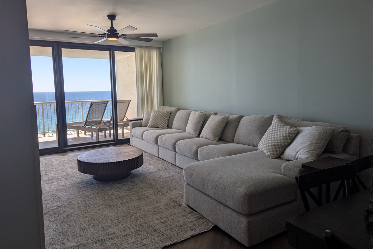 Brand new sofa (2026).  Photo from the Master doorway.