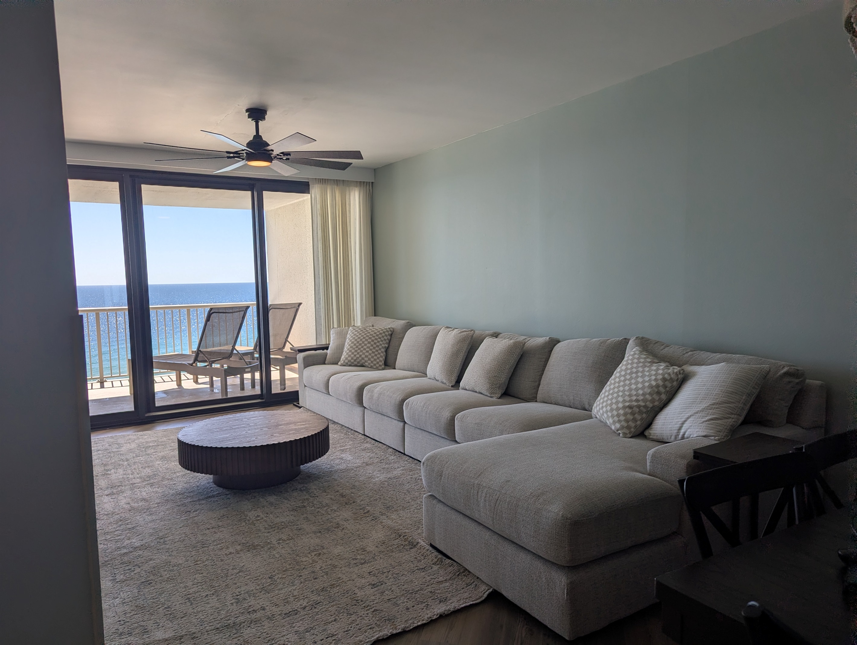 Brand new sofa (2026).  Photo from the Master doorway.