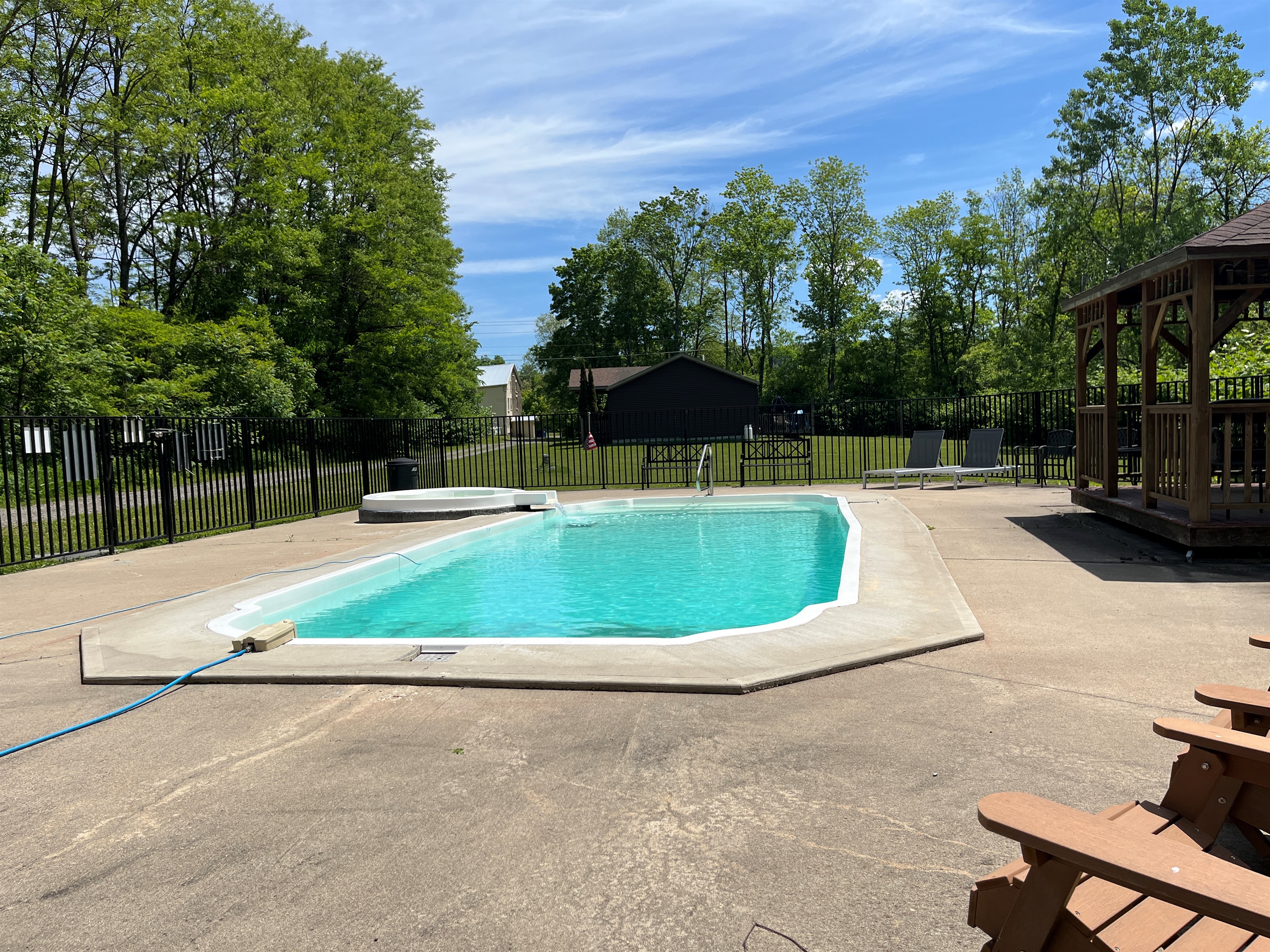 Shared (with two other rentals on site) heated slat-water pool. 