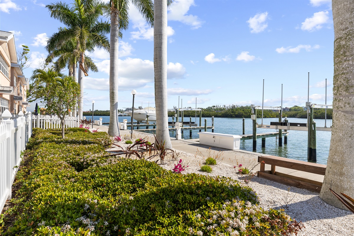 Private courtyard gate leads out to the water!