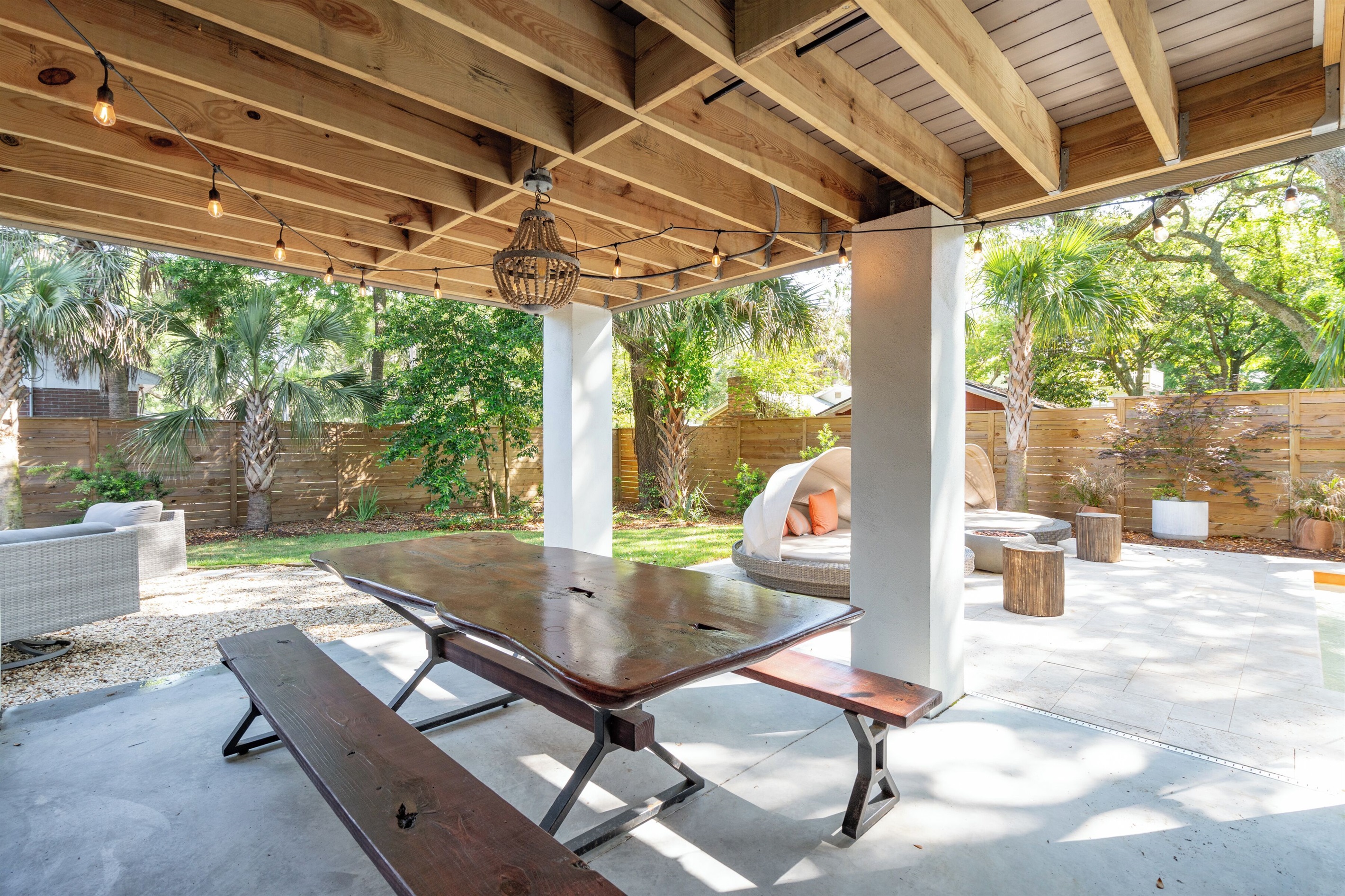 Outdoor seating and table