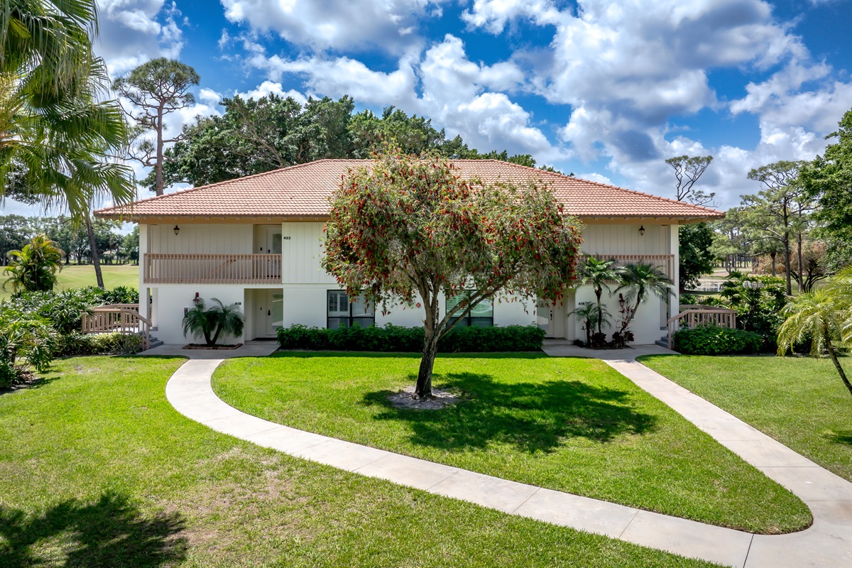 Charming walkway leading to your peaceful golf retreat
