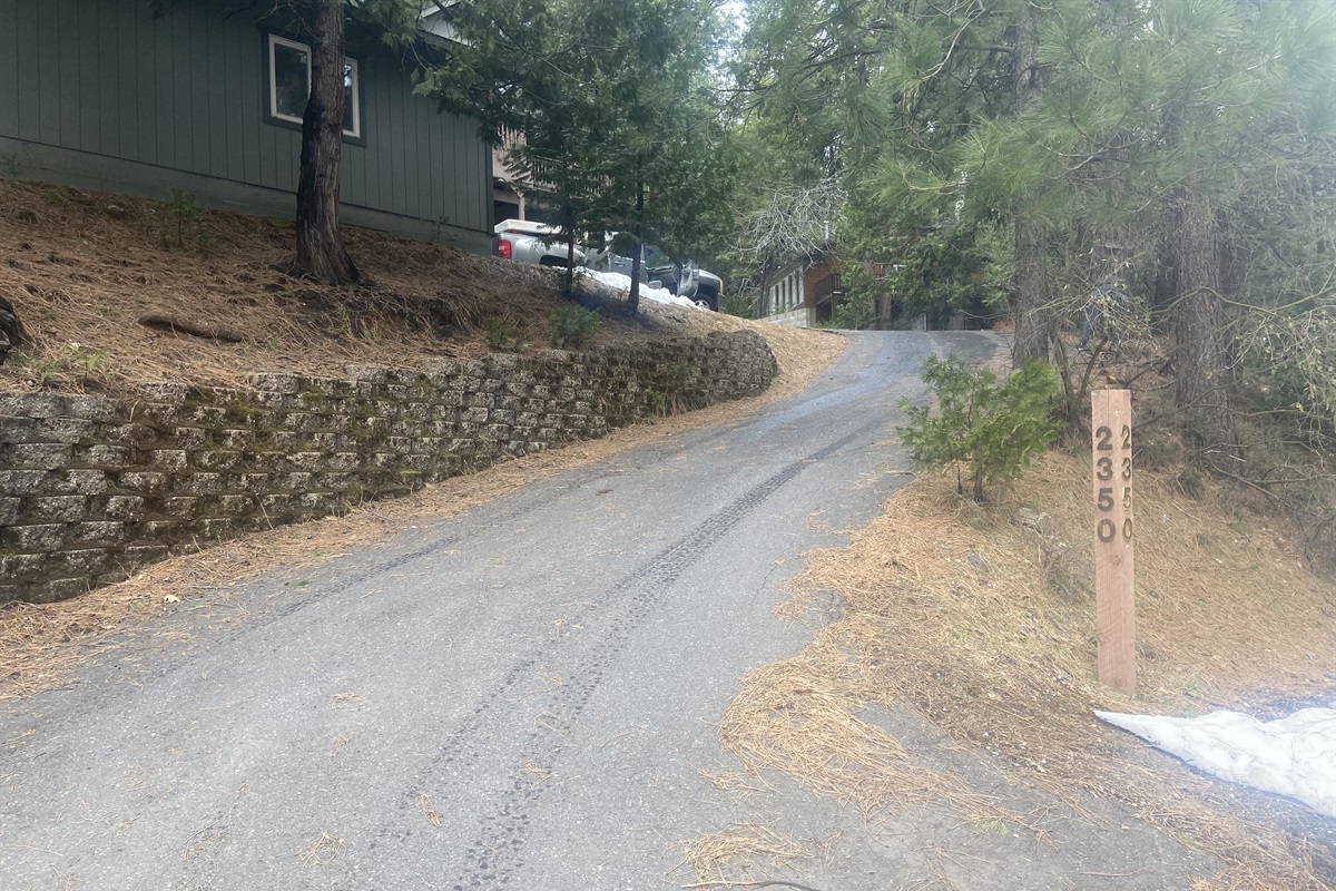 View from bottom of driveway. Will need 4 wheel during winter months. 