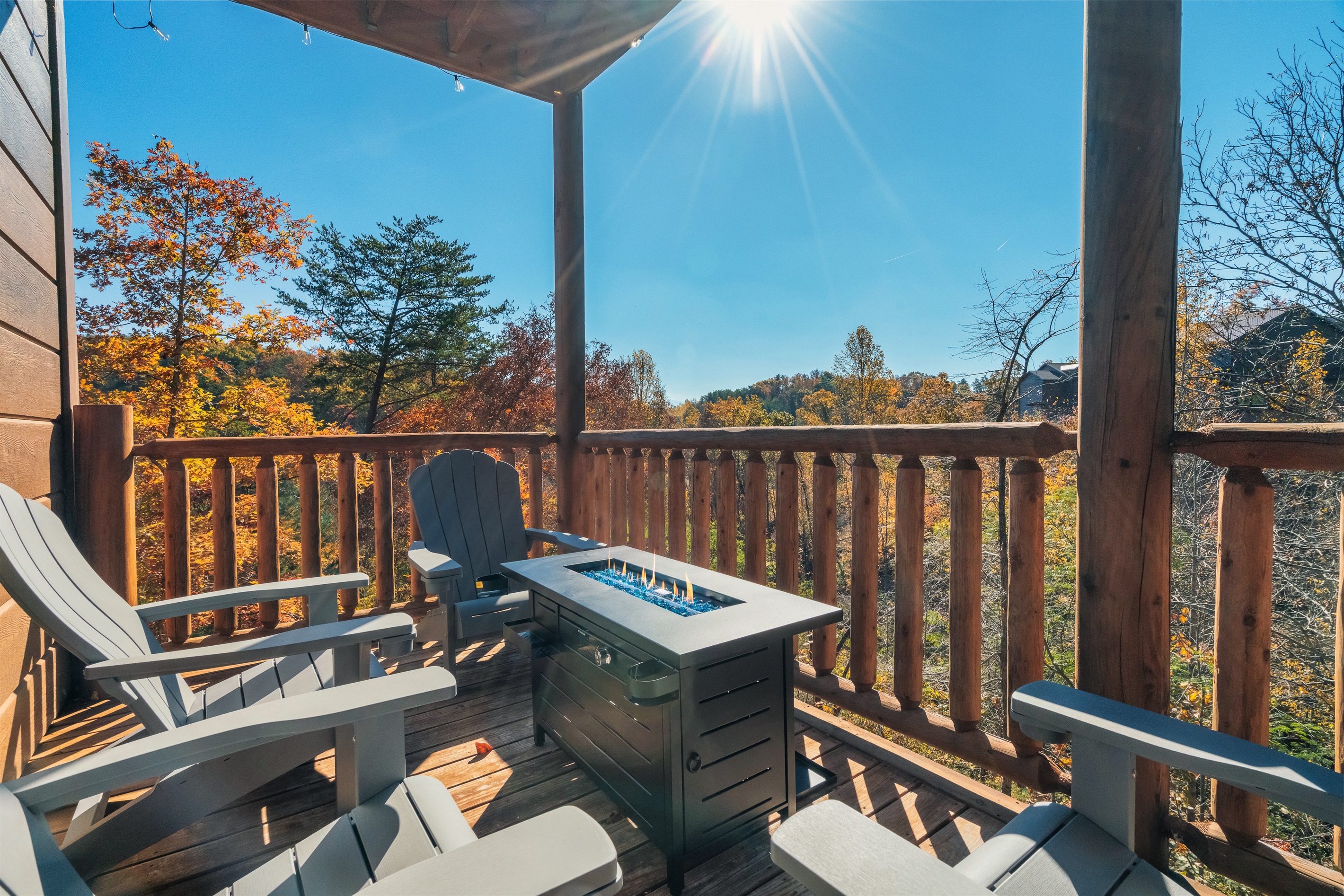Sit around the fire pit on the patio off of the pool room