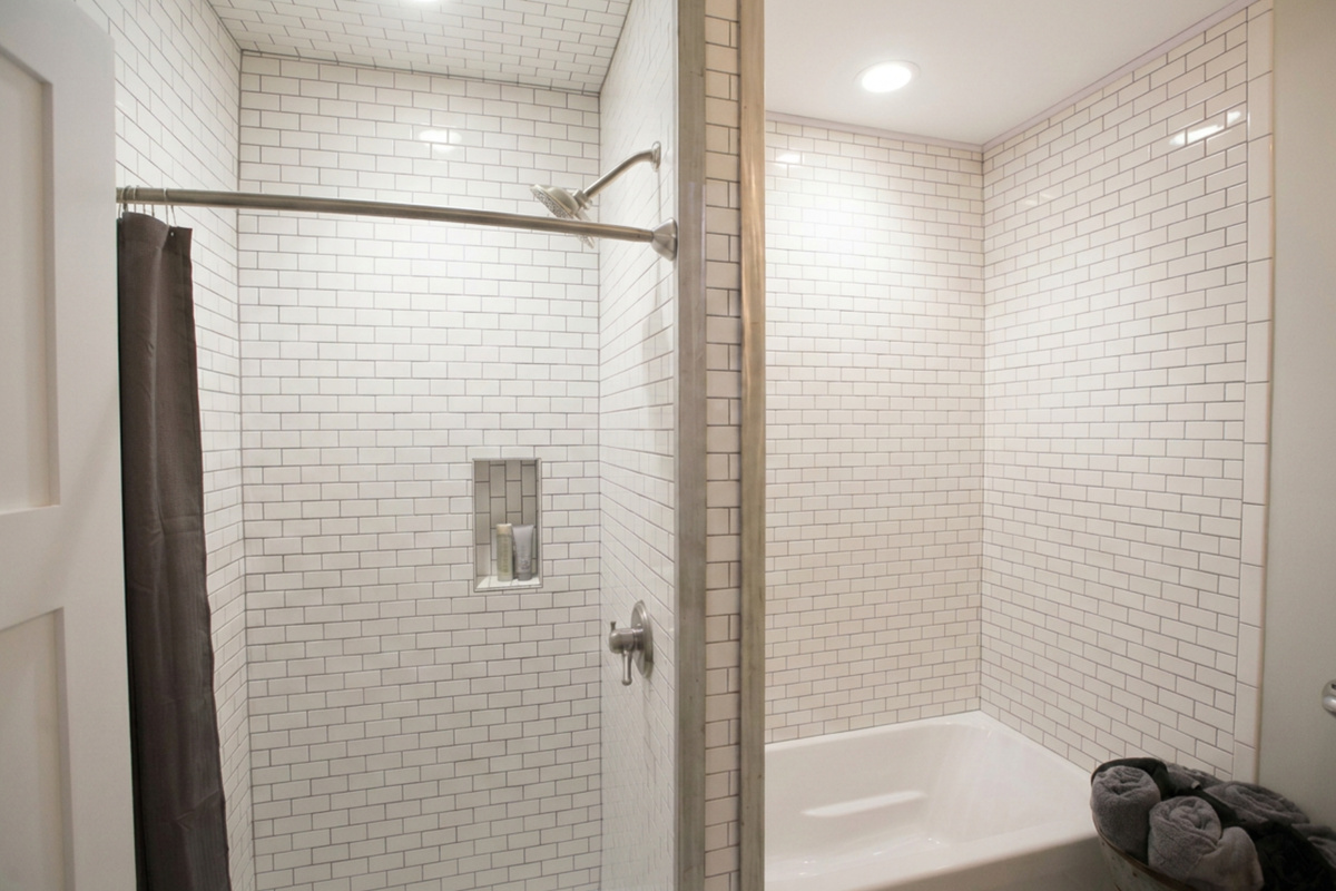 Skorda bathroom features a walk-in barrier-free shower