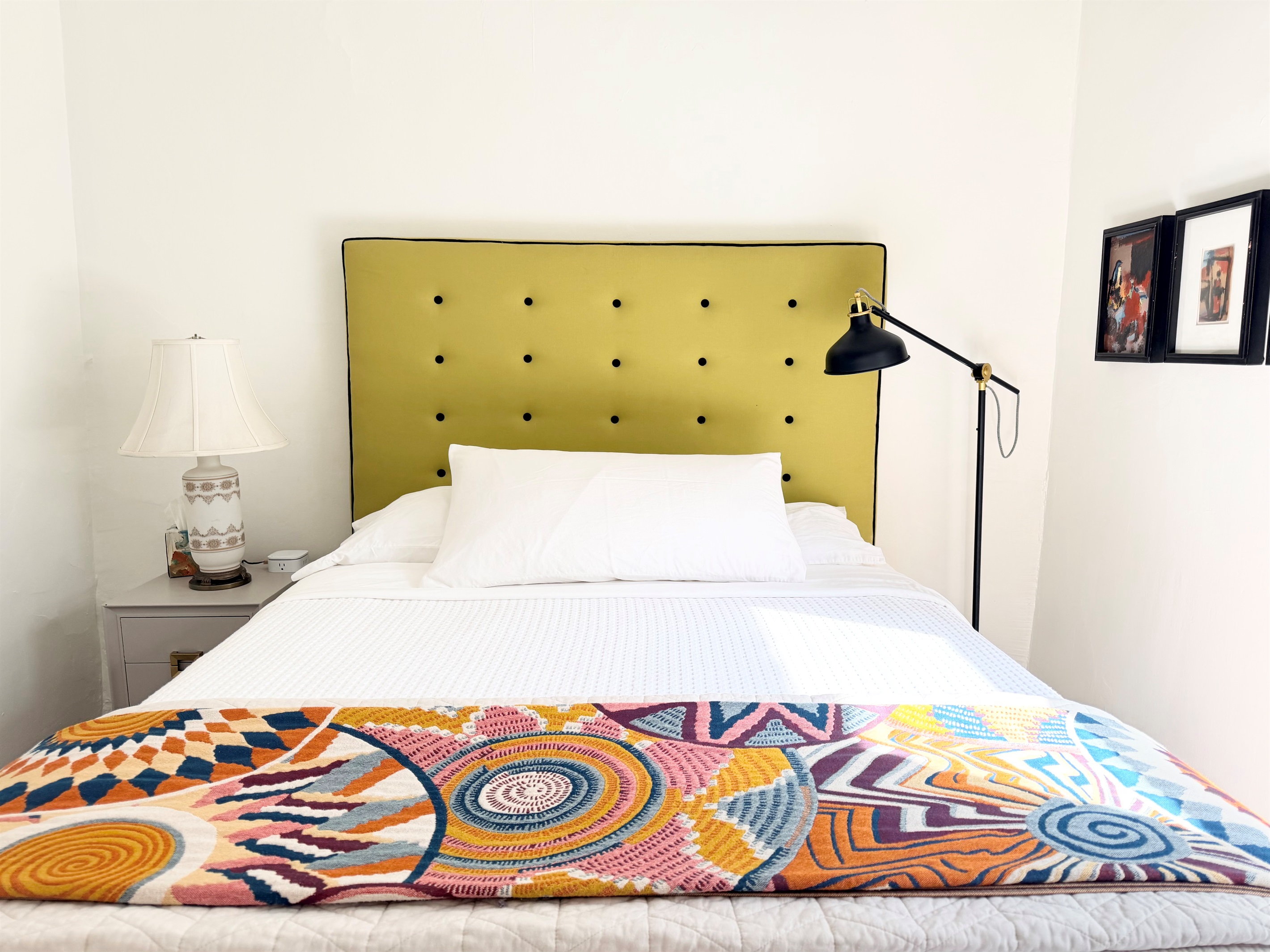 Every bed made with guest comfort in mind - featuring Organic California Design Den linens and quality pillows. 