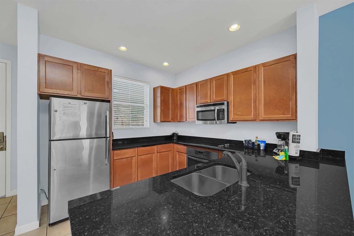 Kitchen with solid surface countertops