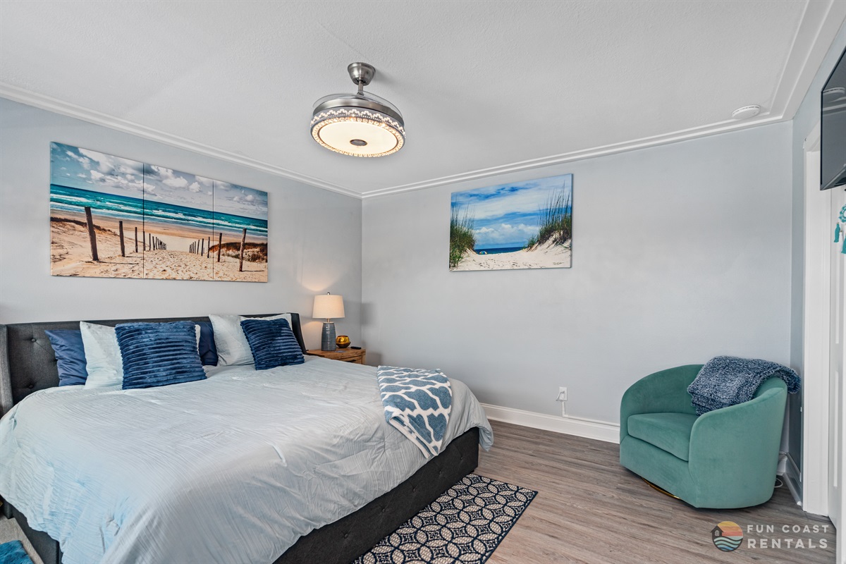 Spacious King Bedroom with Smart TV