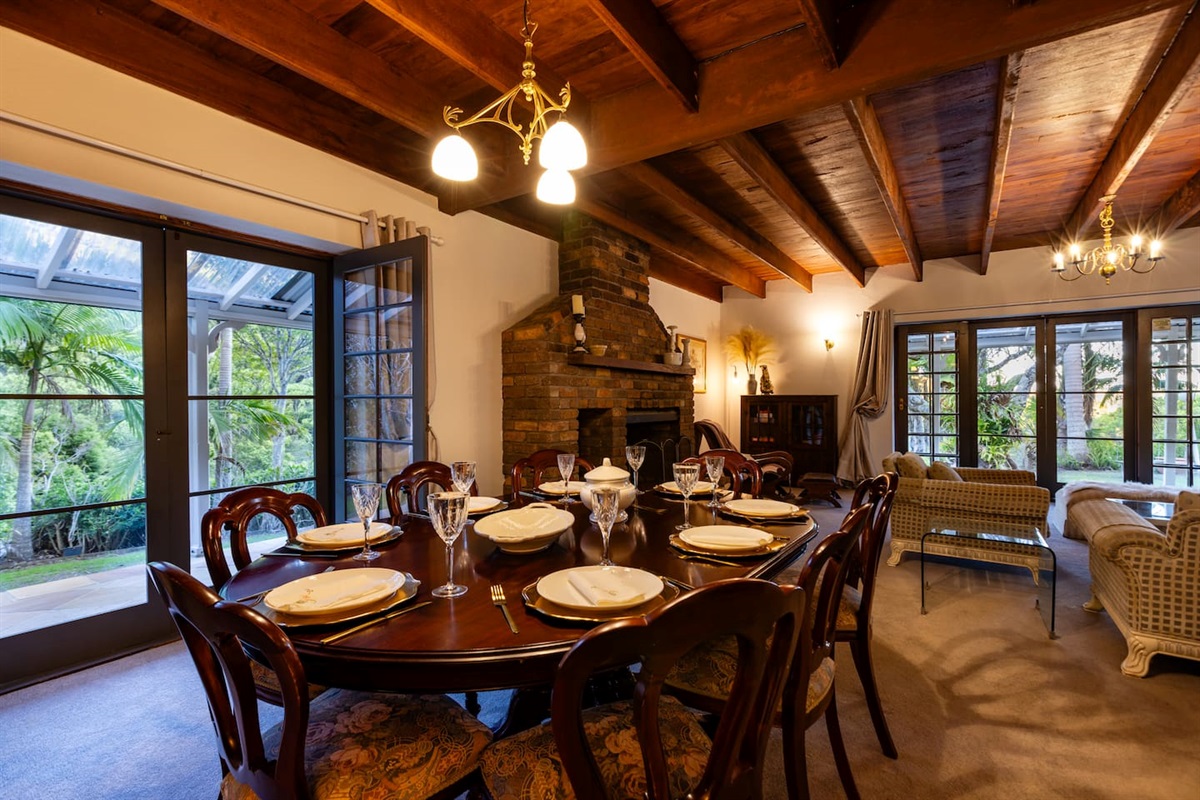 Formal Dining and Lounge around the fireplace