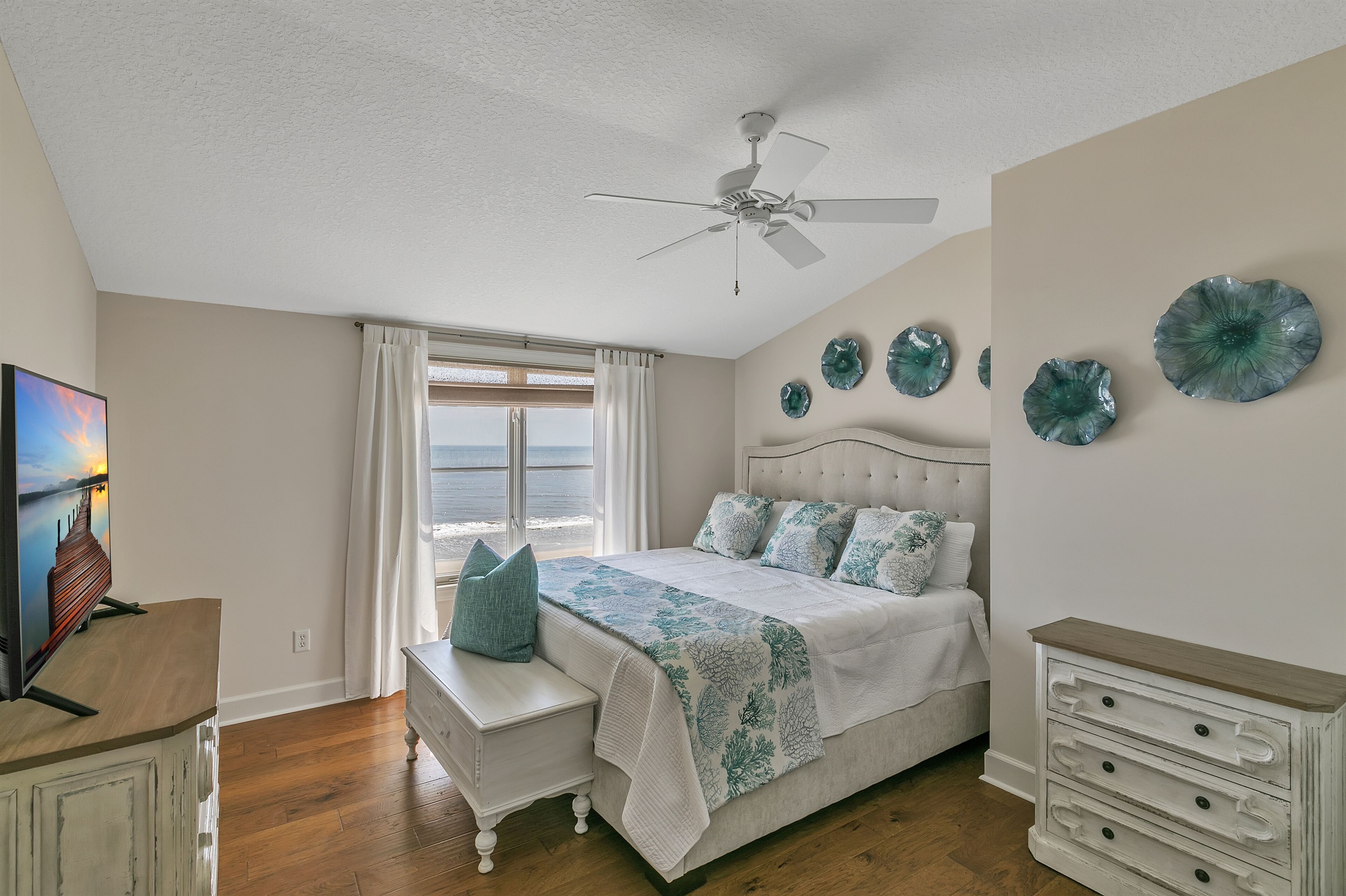 Upstairs king bedroom with wonderful views and the finest of décor