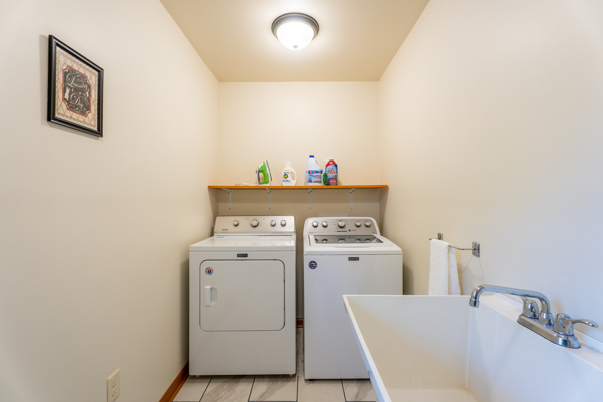 Full-size washer and dryer on-site. Pack light, stay longer. Detergent provided!