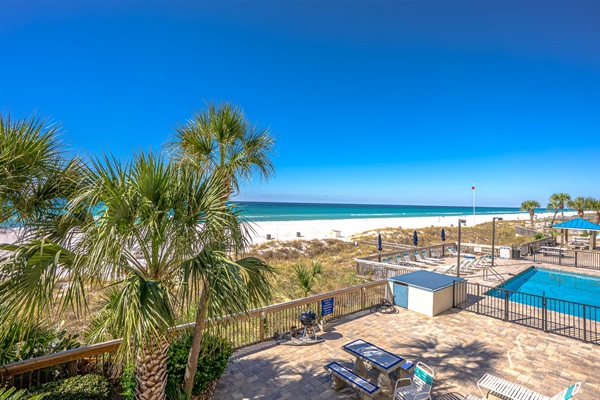 Beach view from our balcony