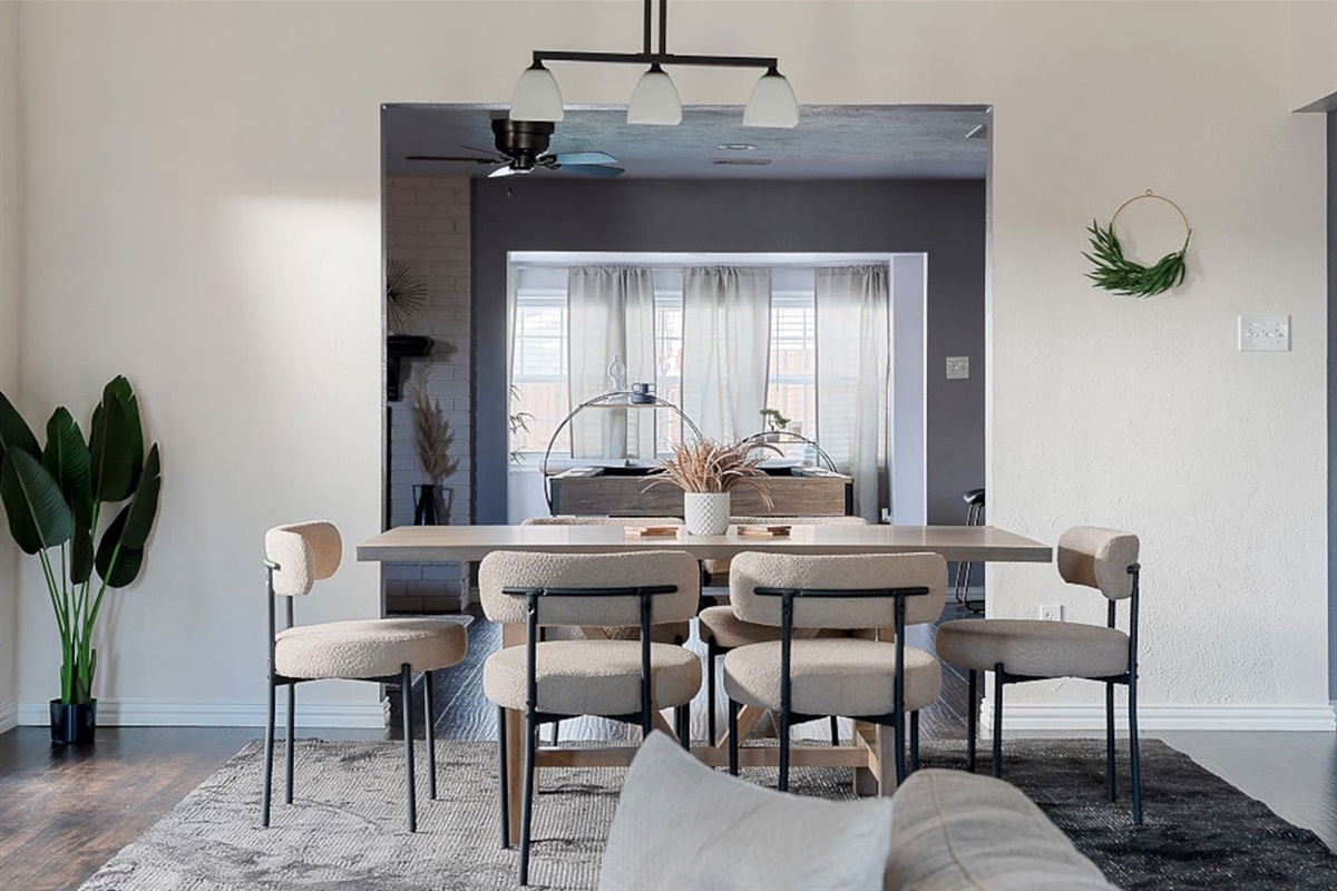 Enjoy the comfortable dining room chairs and gather around the table for morning coffee or a delicious, home-cooked meal 