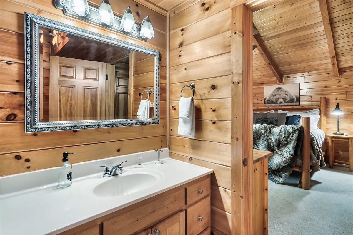 Upper level bathroom and king suite