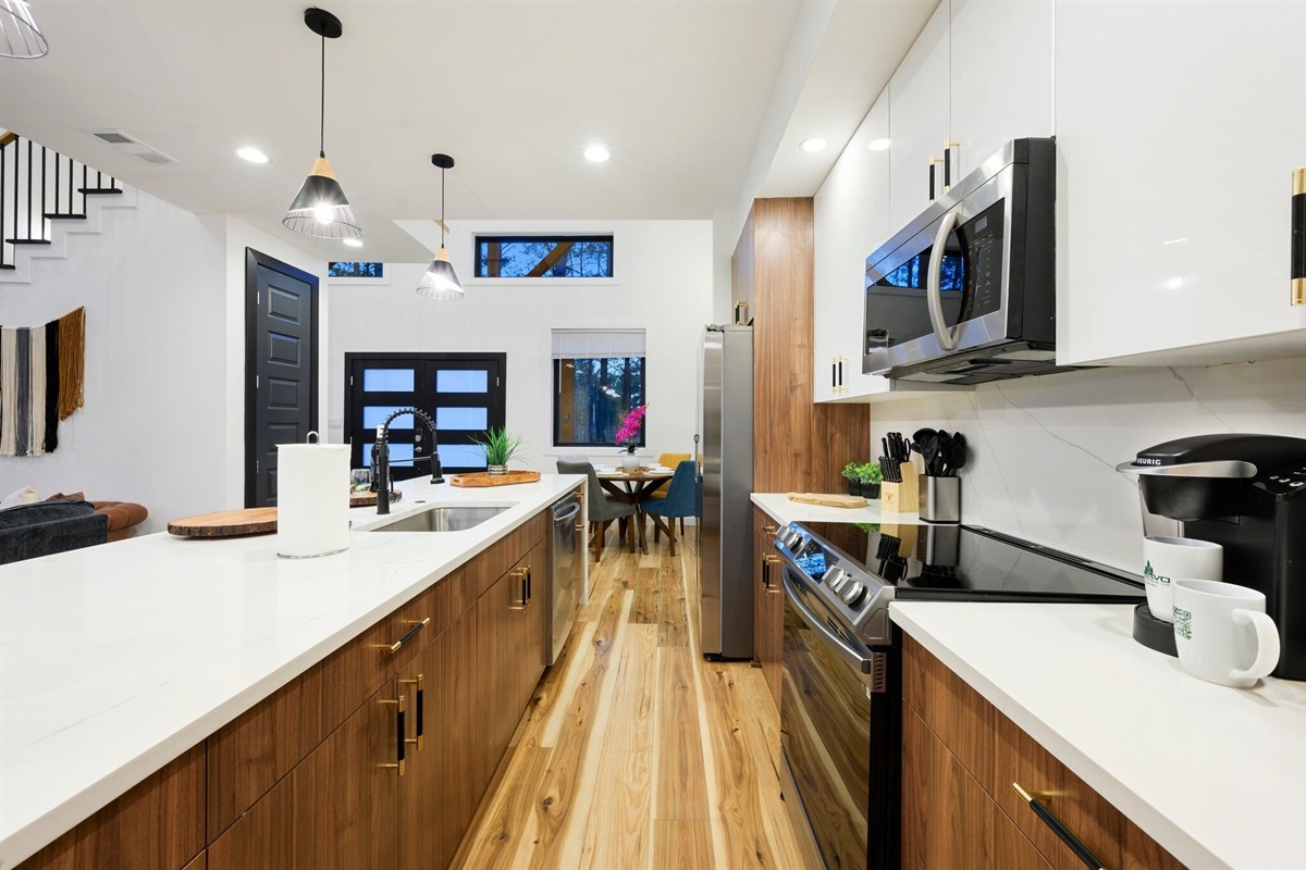 Plenty of space to prep meals, pour coffee, and start your day right