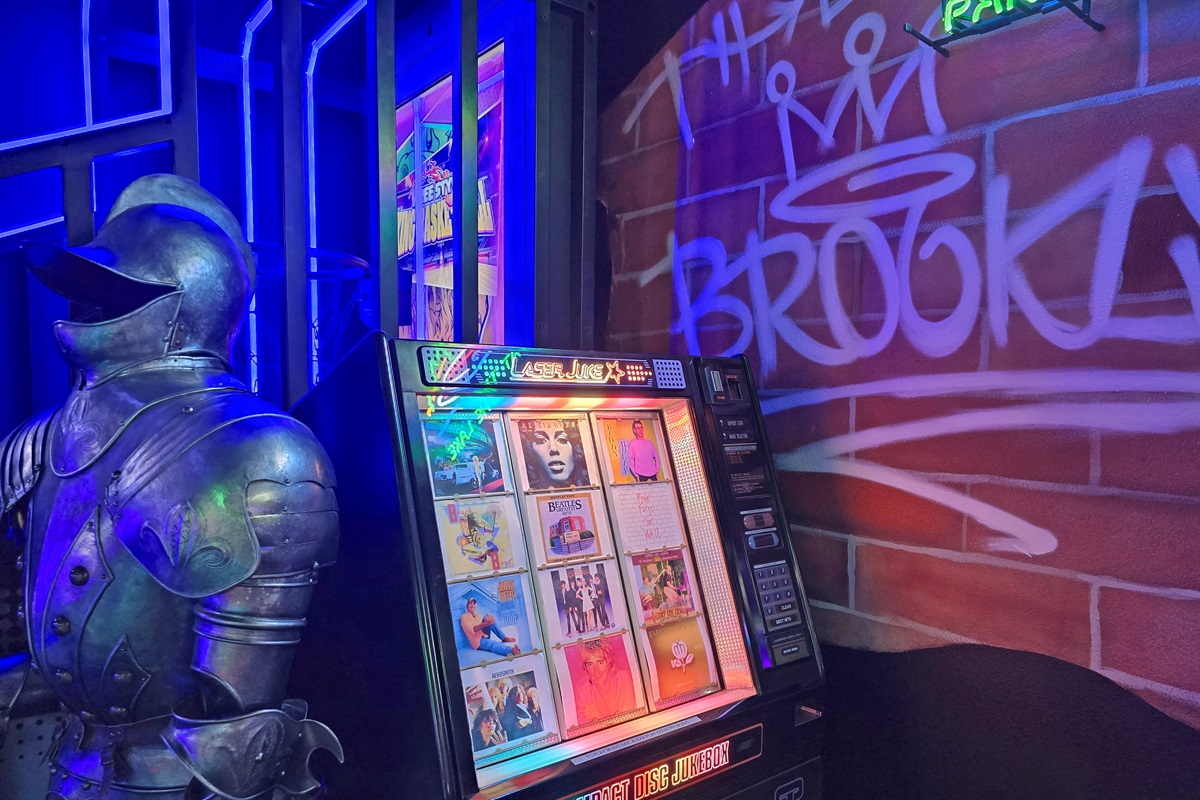 Play your favorite songs on the jukebox operated with Alexa. Just say, "Alexa, play country music" or "Alexa, play the Beatles."
