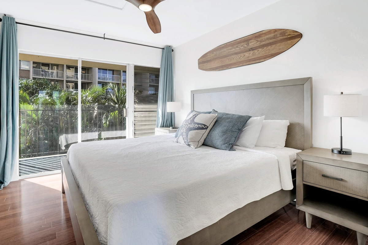 Primary bedroom with roomy king bed