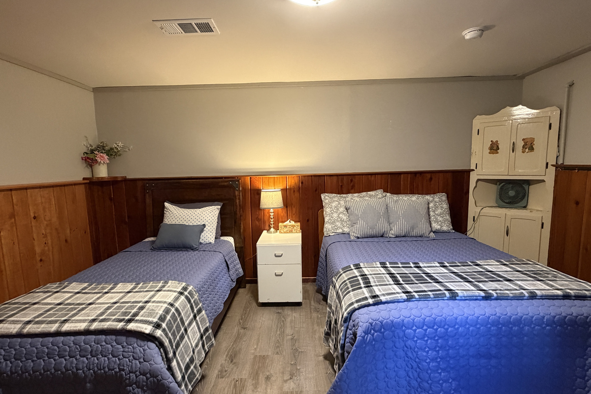 Lower level bedroom w/ double and twin