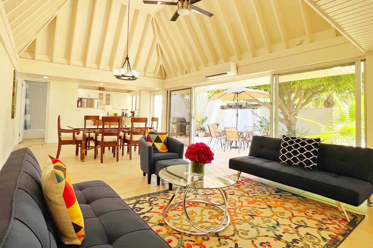 The high ceilings create a sense of openness, making the space feel even larger.