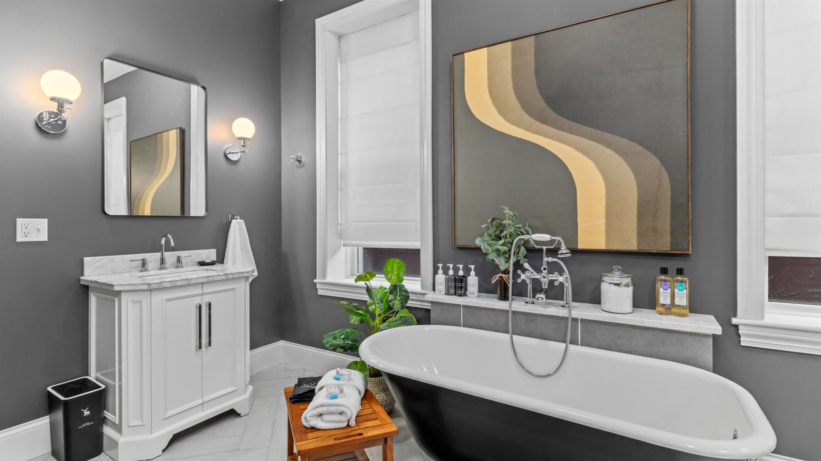 The master bath is a large and welcoming space.  A vacation within a vacation!