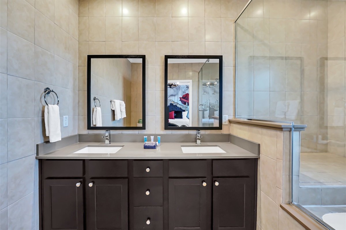 Primary bath with double vanity