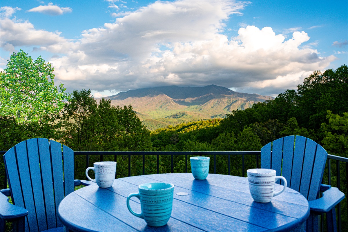 Morning coffee on the deck with an incredible view!