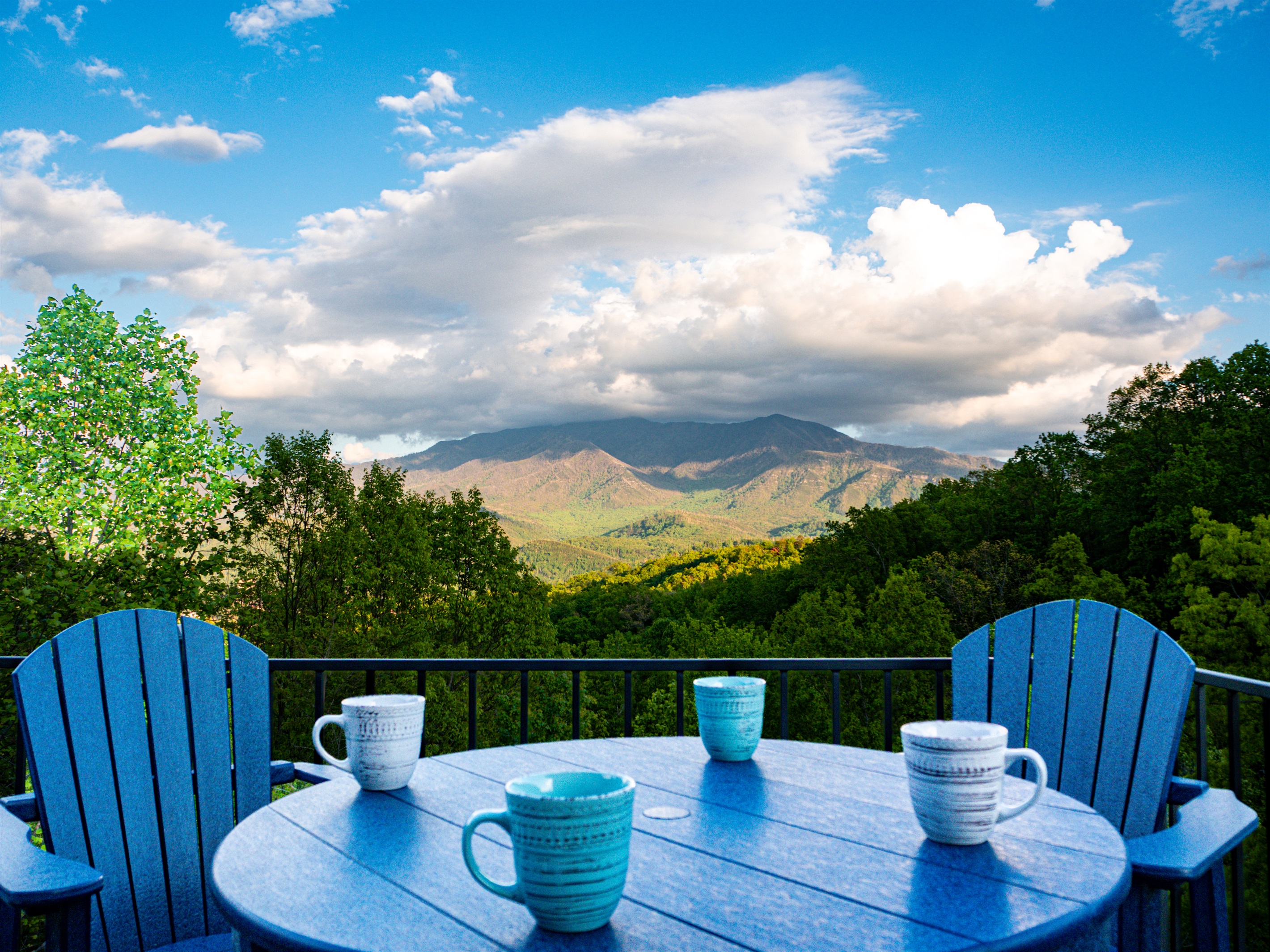 Morning coffee on the deck with an incredible view!