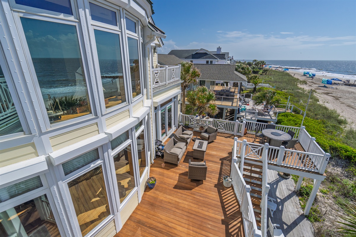 Looking Down Onto Main Sundeck from Upstairs Deck off Bedroom 4
