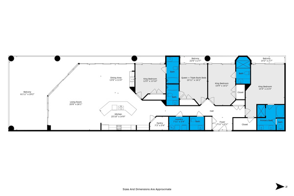 Floorplan of The Oasis at Orange Beach Condo #1701 (17th floor)