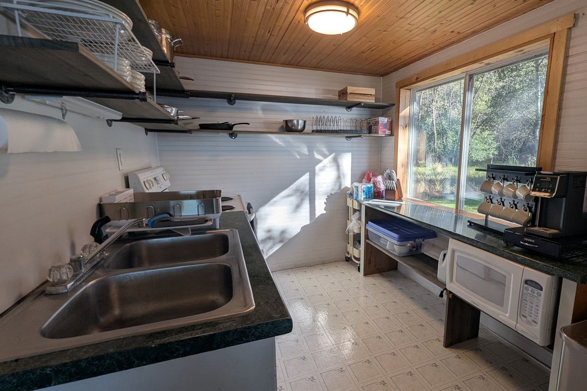 Large kitchen window to view while making coffee