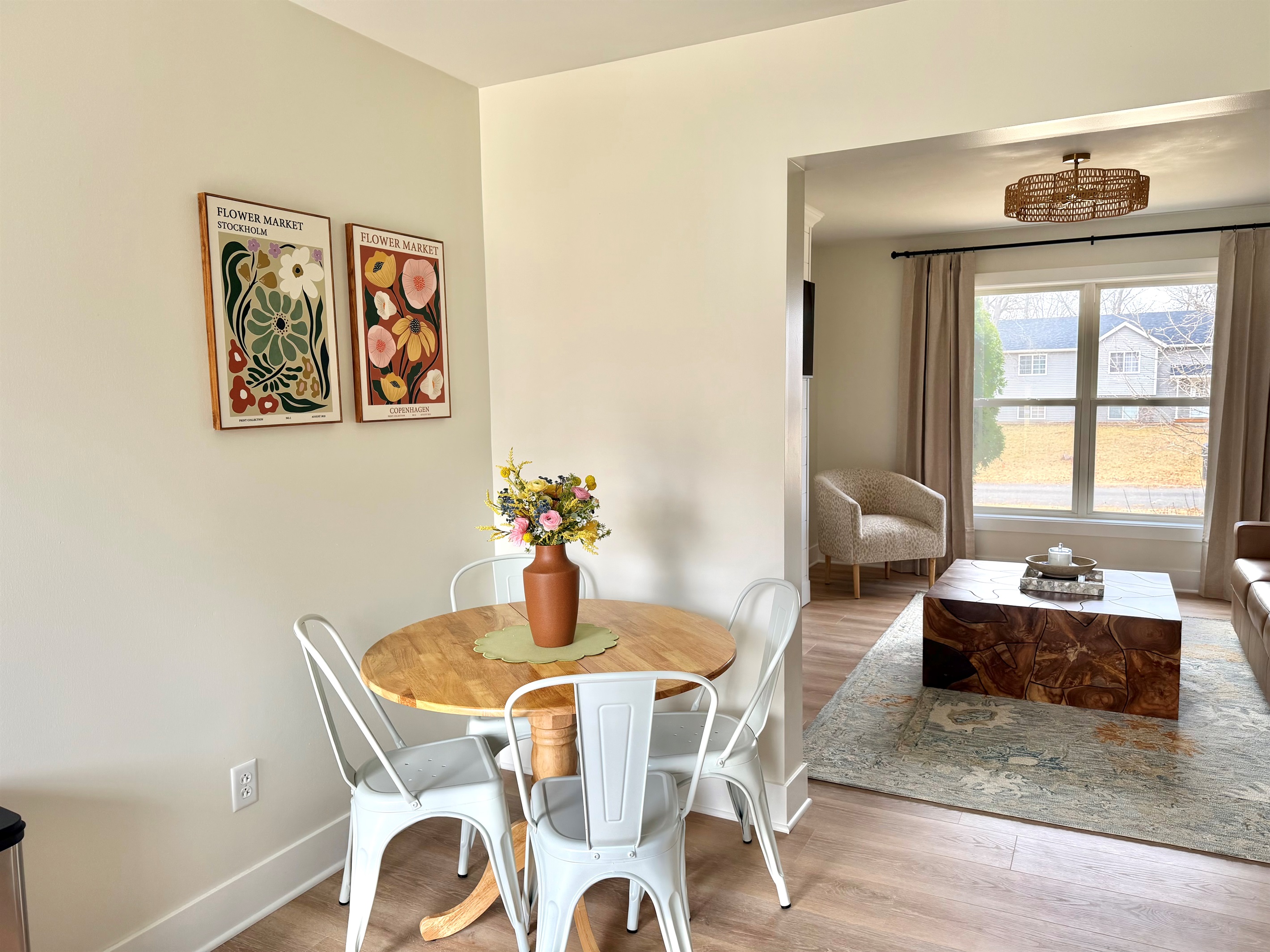 Cozy dining area with seating for four, perfect for shared meals, morning coffee, or planning the day ahead.