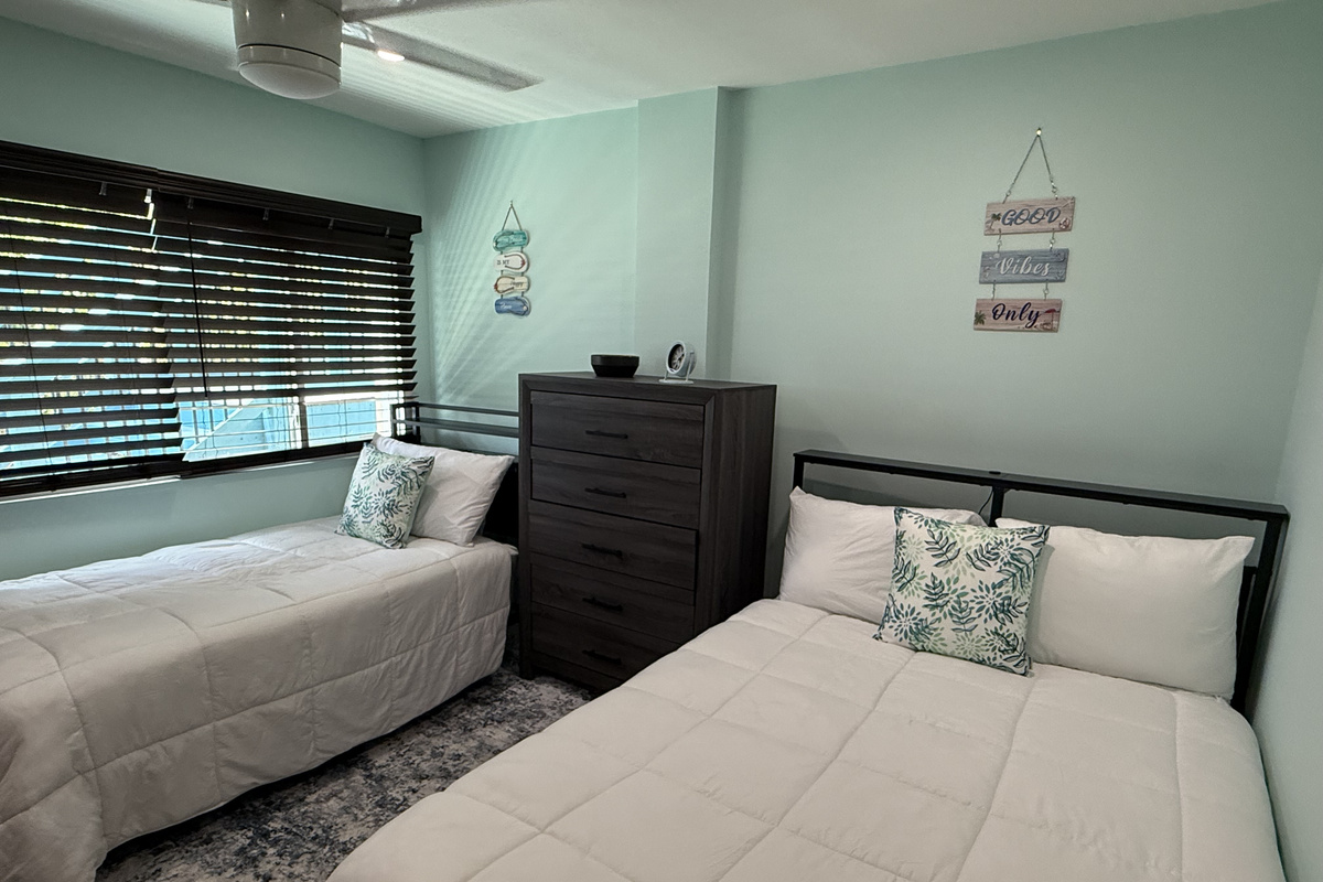 The guest room has a double and twin bed which is perfect for families