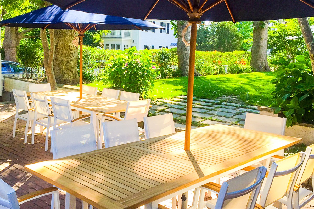 West and East 8 person patio tables