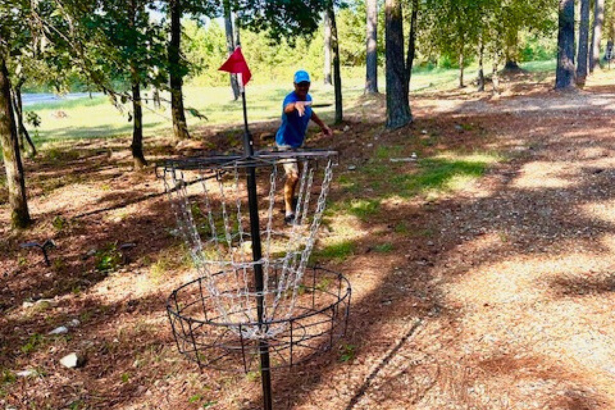 Play a round of disc golf right in the backyard, surrounded by trees and fresh air.