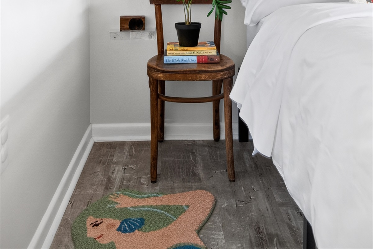 Surf Bedroom: Queen DreamCloud hybrid bed.