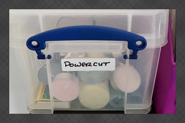 Emergency candles for power outage:
Located in the common area upstairs, shared between the guests.