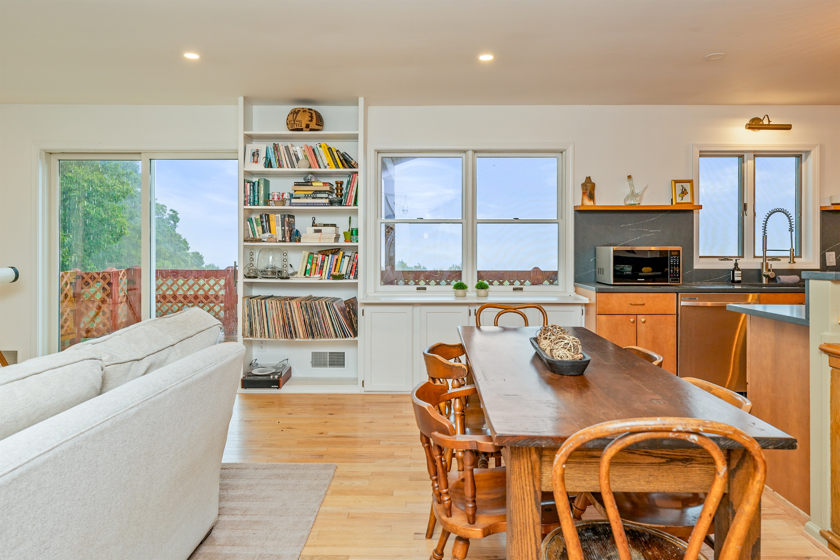 Open concept living space from the kitchen to the living room