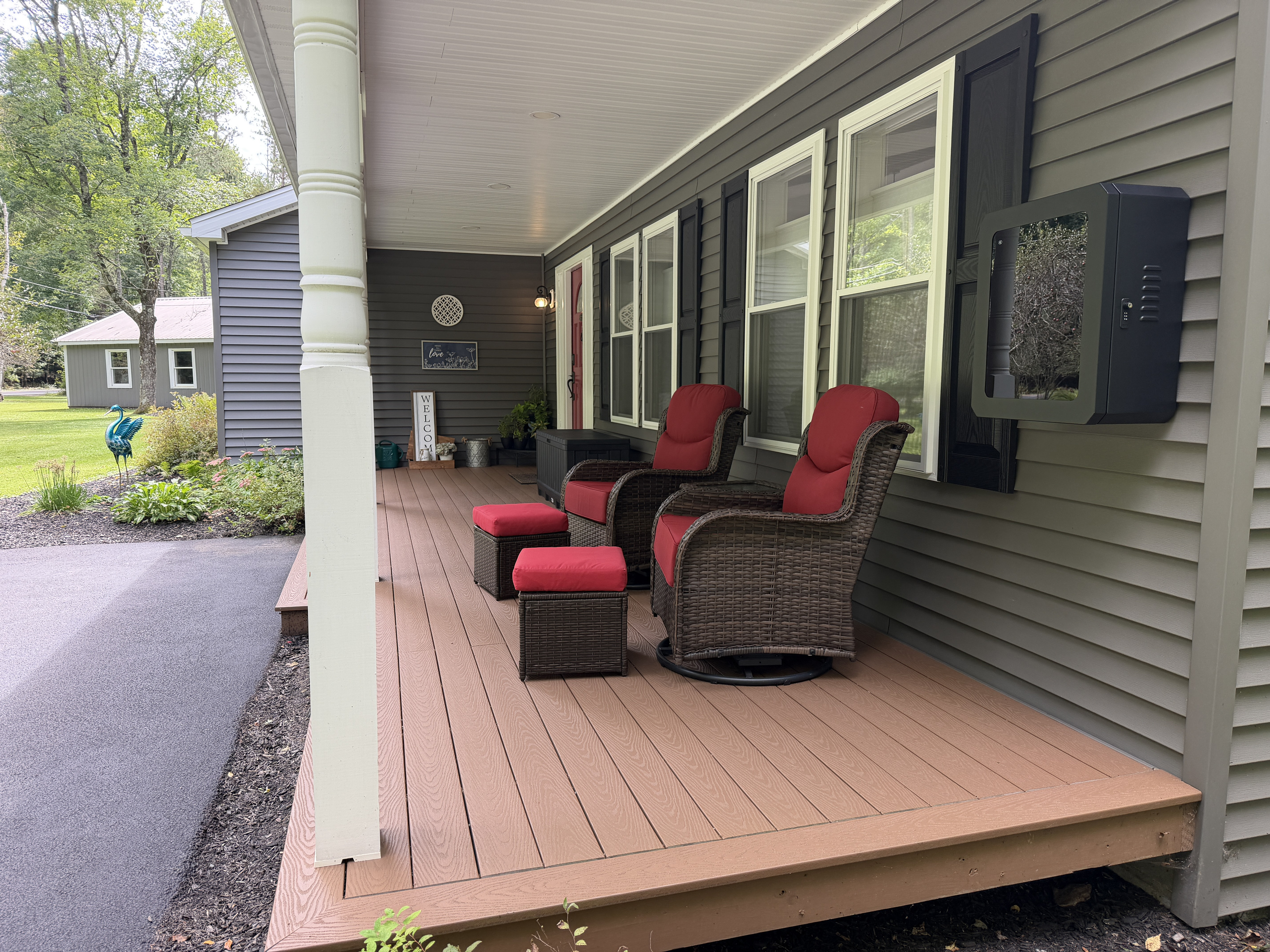 EV charger on front porch to charge your electric vehicle.