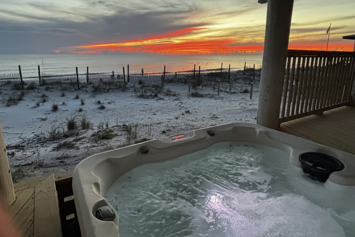 Hot tub at sunset