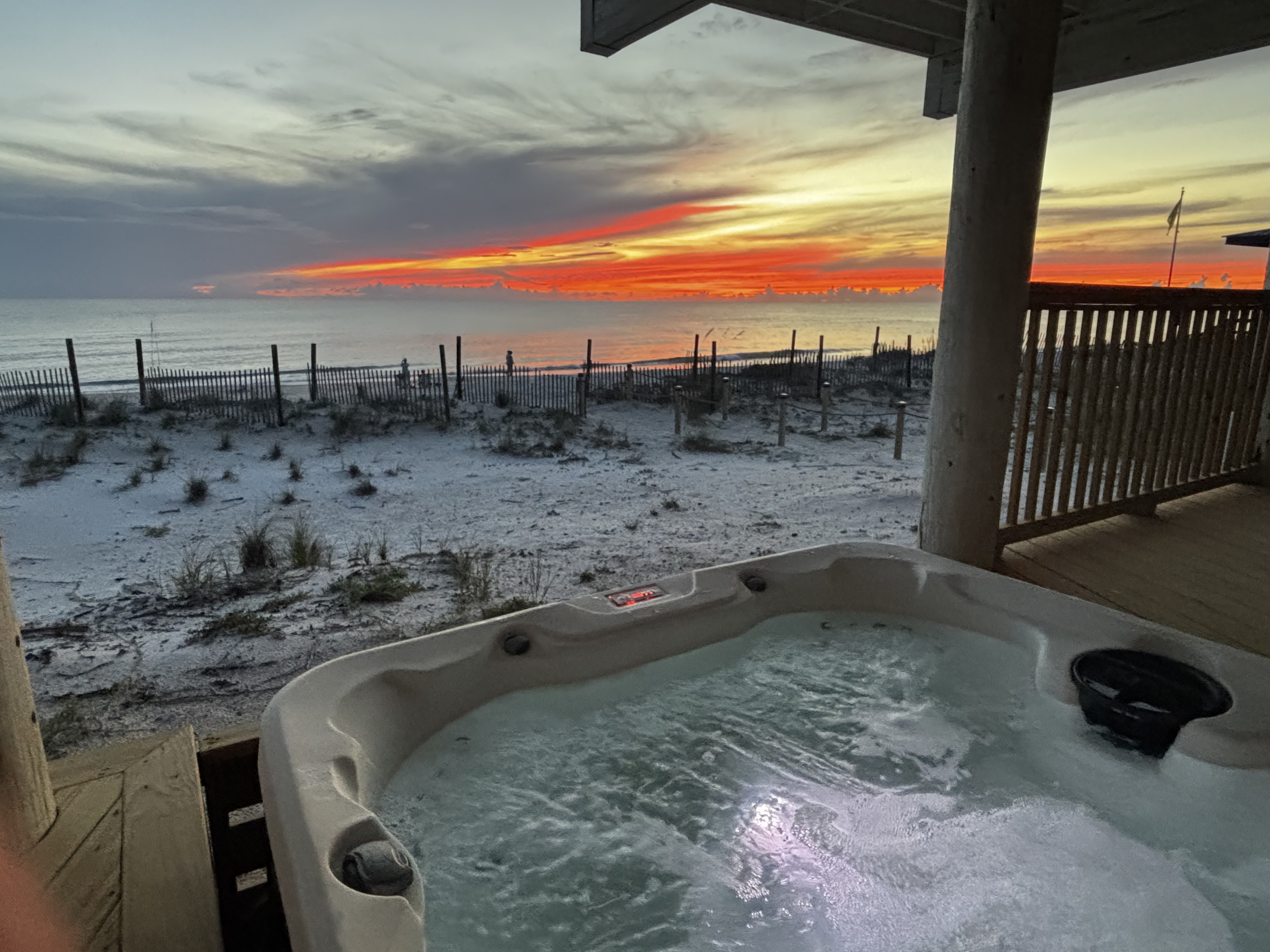 Hot tub at sunset