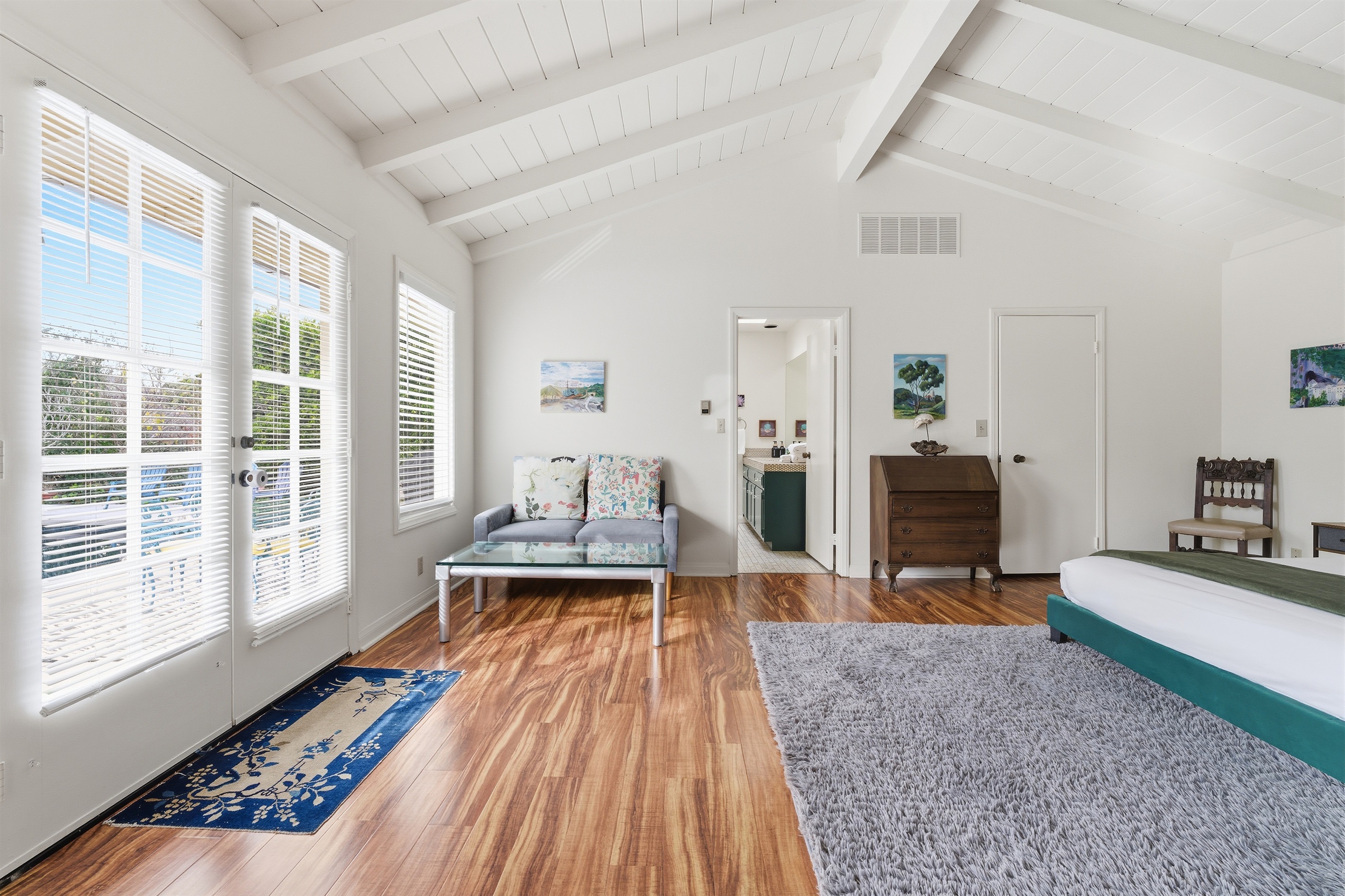 King bedroom with a view of the pool area