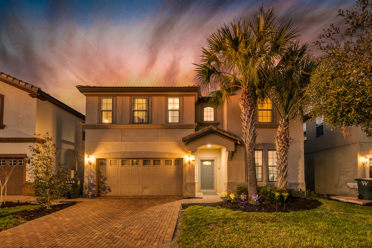 Front of the home at sunset!