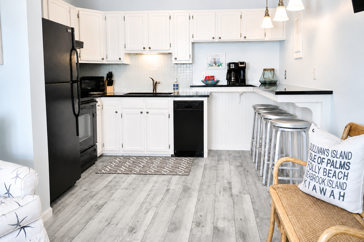Full kitchen including dishwasher, full size oven, micro, coffee maker, blender,