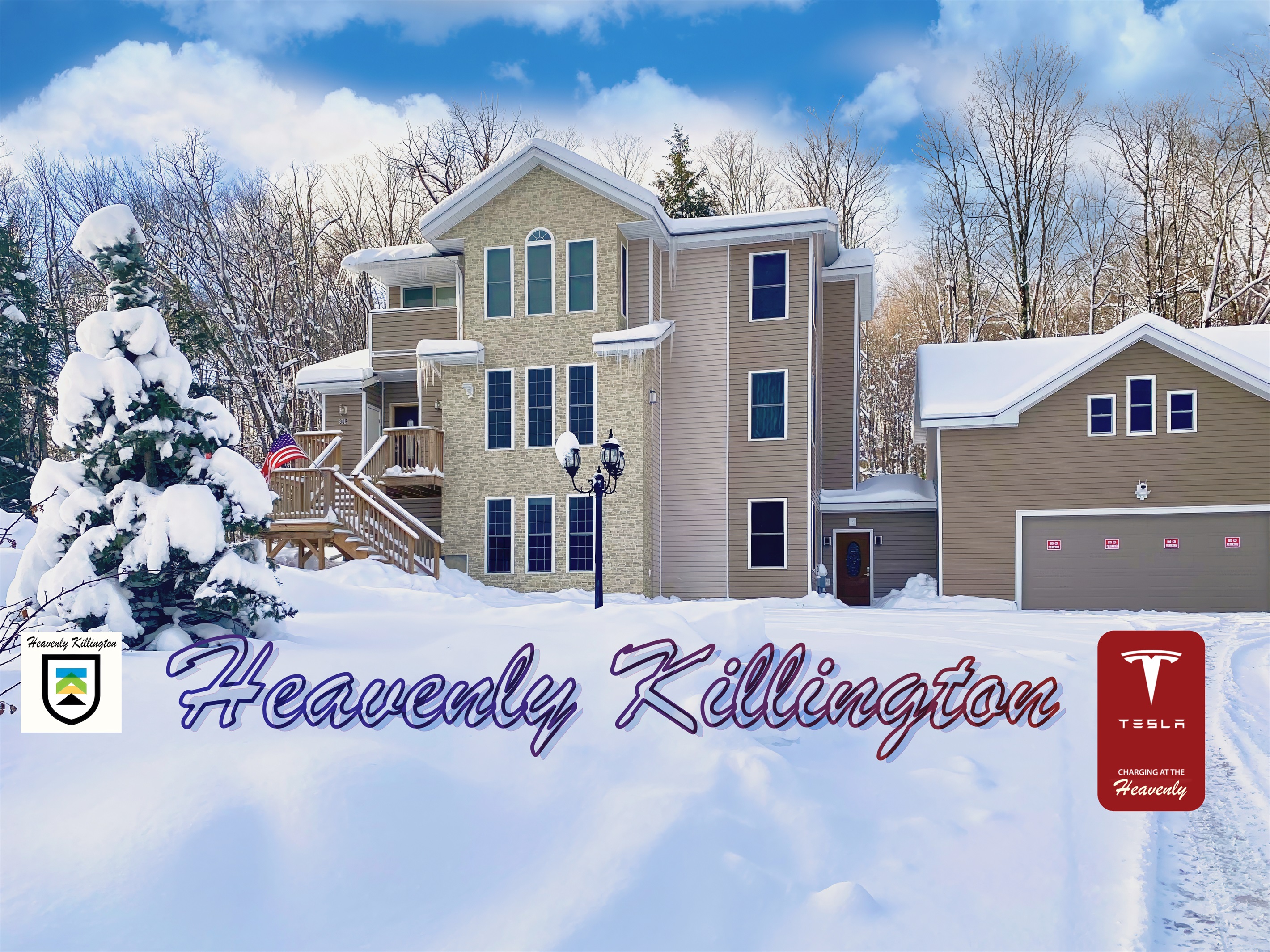 Heavenly Killington 16 ppl, 7 bedrooms, 4 bathrooms, 11 beds. Free parking for 10+ cars. Tesla charger.