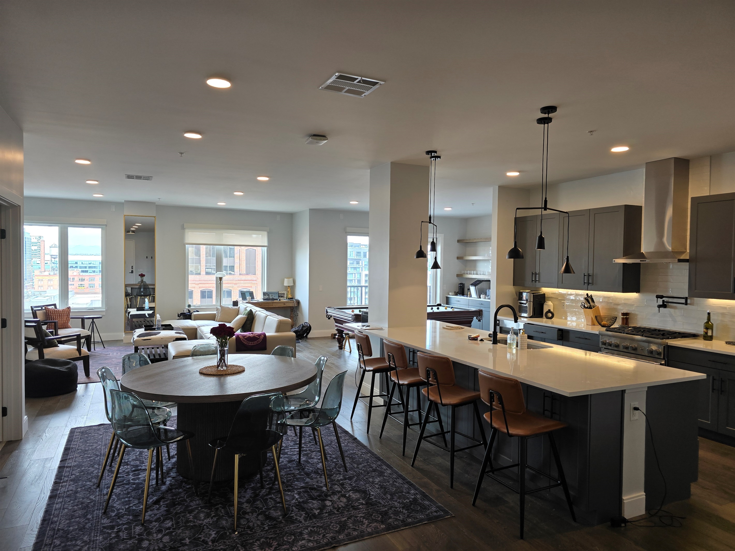 Open floor plan has everything connected