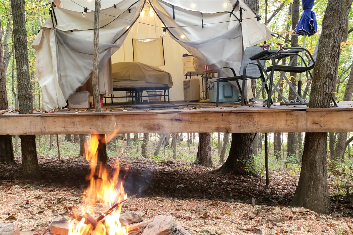 Yes, you can enjoy the fire while lying in bead