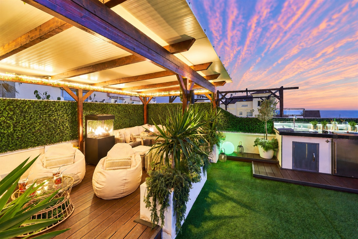Your private rooftop oasis with sea views, glowing sunsets, and elegant design. Enjoy wine at dusk or sunshine by day in the perfect blend of comfort, style, and Mediterranean charm.