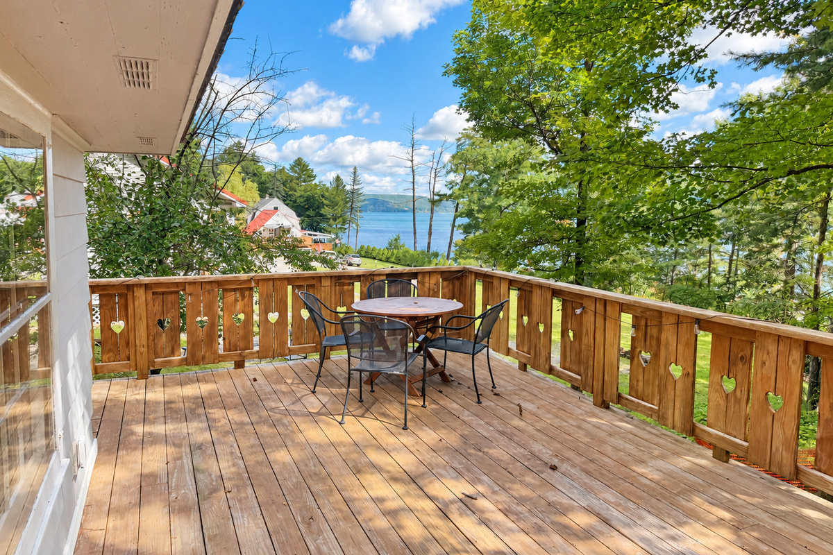Hatch's Roost large deck overlooking Otsego Lake